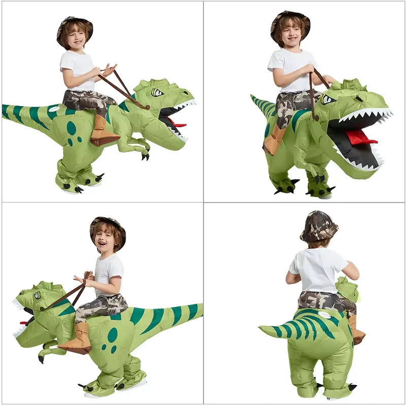 Kids Inflatable T-Rex Ride-On Dinosaur Costume – Realistic Halloween & Party Outfit
