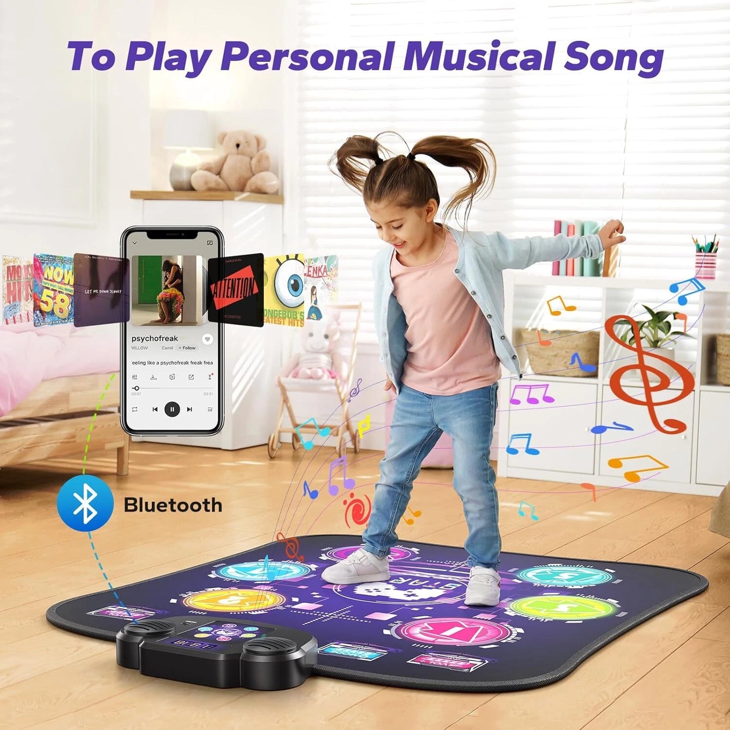 Dance Mat, Dance Pad with Touch Sensitive Light Up LED & 5 Modes Game