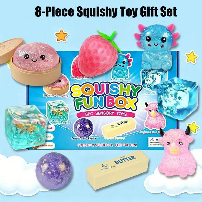 8-Piece Squishy Fun Box – Soft Sensory Toys for Kids, Stress Relief & Fidget Play